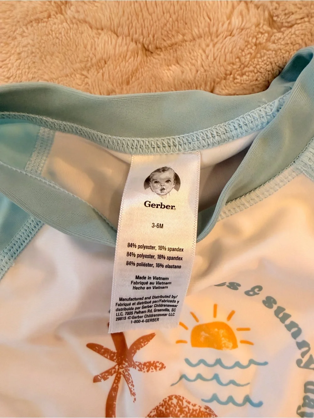 Gerber Children's Light Blue Palm Rash Guard Set - Cute Beach Swimwear